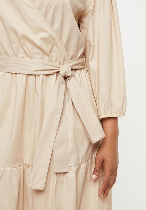 MILLA - Poplin tiered midi dress - neutral 