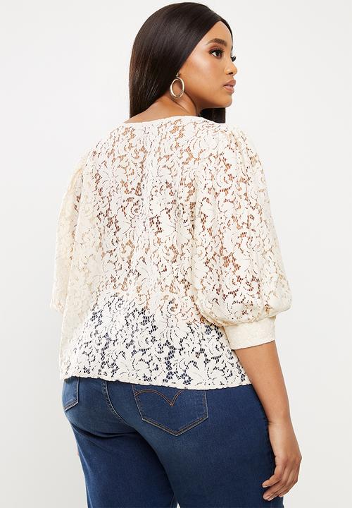 MILLA - Corded lace blouse - neutral 