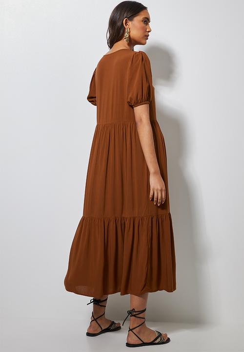 Superbalist - V-neck tiered dress - rust