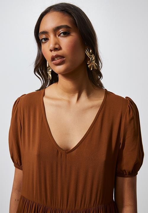 Superbalist - V-neck tiered dress - rust