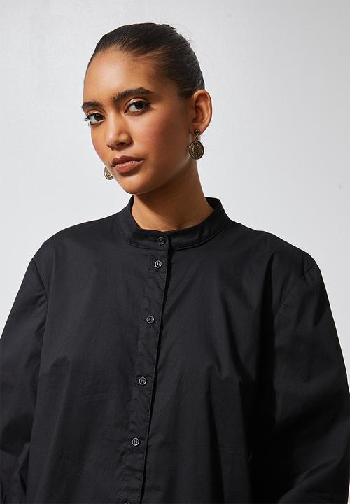 Superbalist - Cotton button thru dress with tier - black