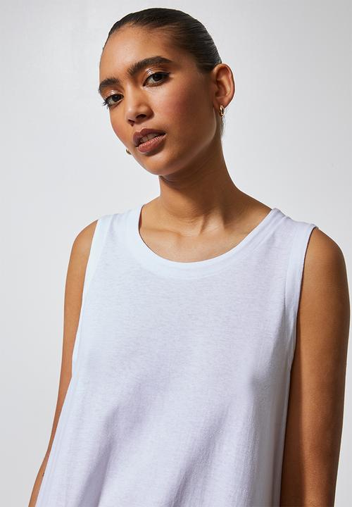 Superbalist - Trapeze combo fabric dress - white & beige 