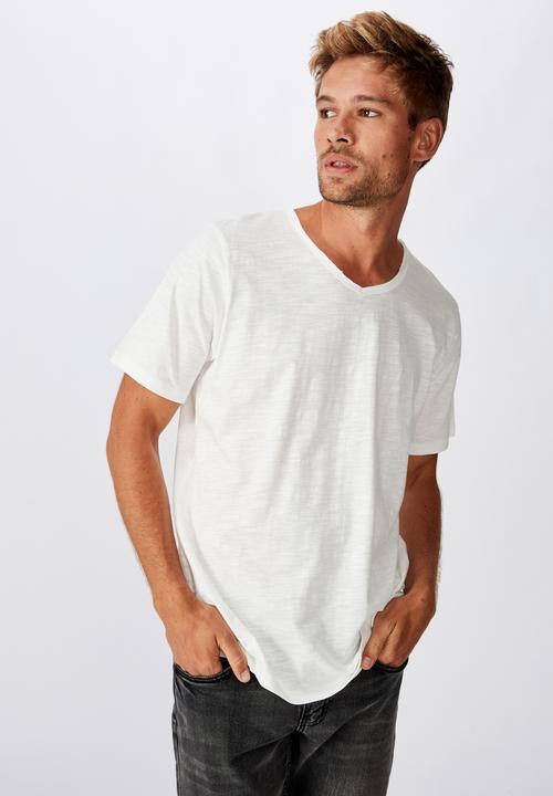 Cotton On - Slub v neck tee - vintage white