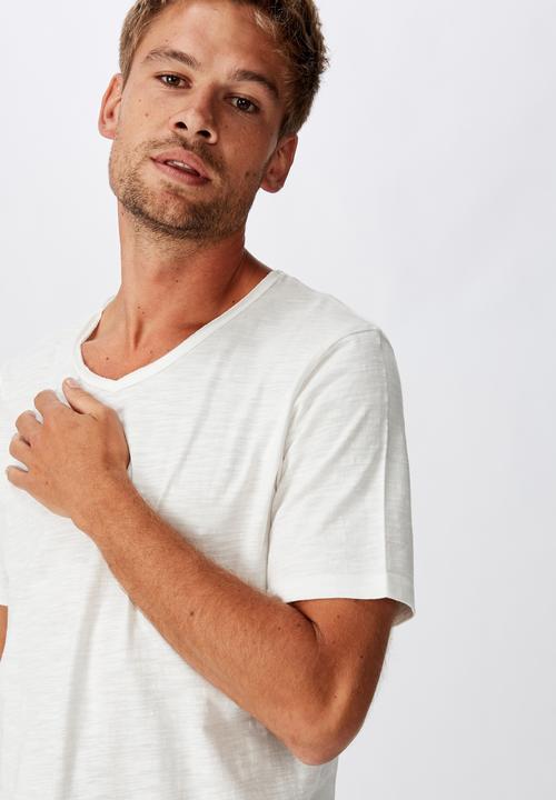 Cotton On - Slub v neck tee - vintage white