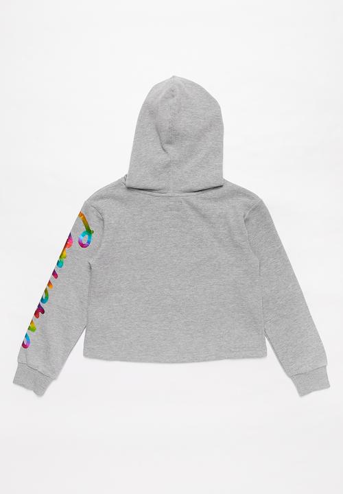Converse - Converse girls ctp cropped foil hoodie - grey 