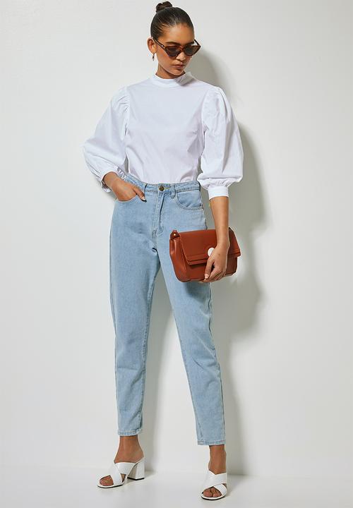 Superbalist - High neck puff sleeve blouse - white