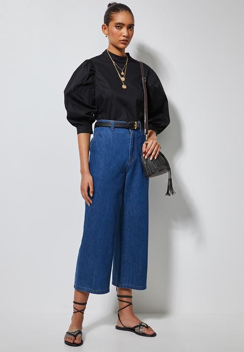 Superbalist - High neck puff sleeve blouse - black