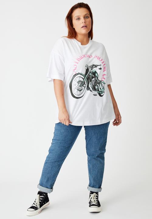 Cotton On - Curve oversized graphic tee - white