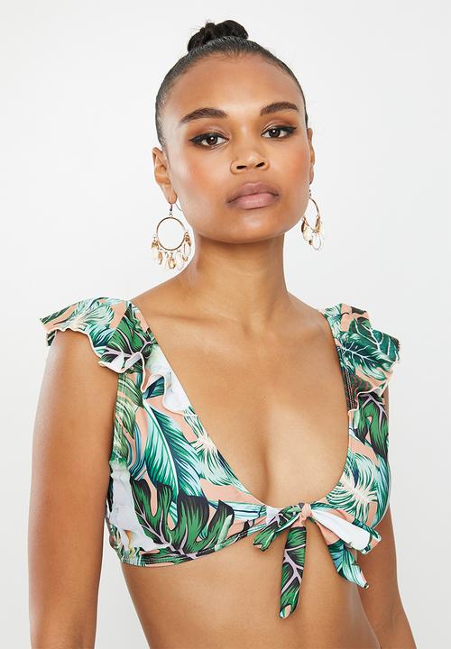 Missguided - Floral frill tie front top - multi 
