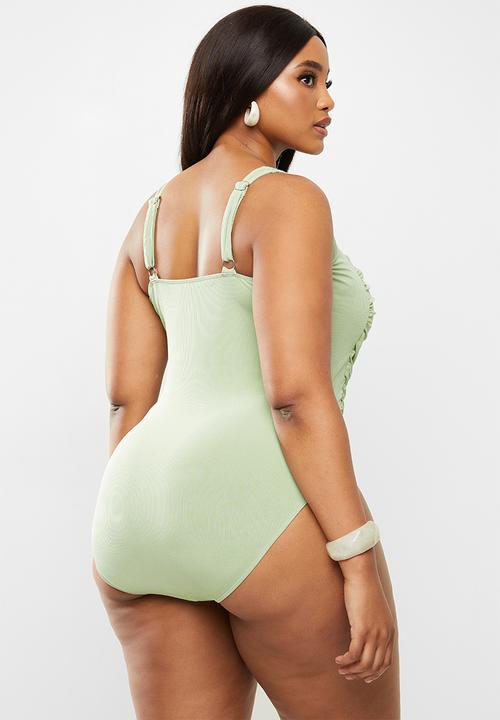 Bacon Bikinis - Ruched one piece - green