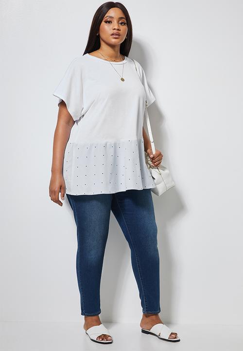 Superbalist - Colourblock peplum tee - white