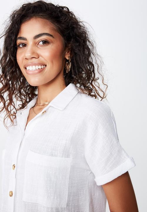 Cotton On - Erin short sleeve shirt - white