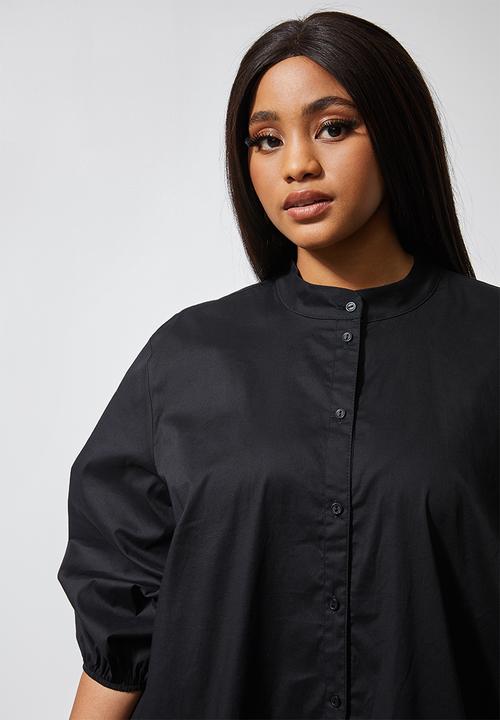 Superbalist - Cotton button through tier dress - black
