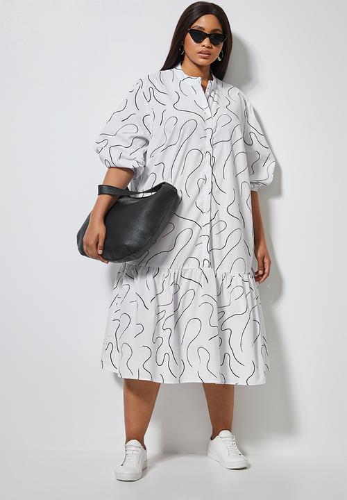Superbalist - Cotton button through tier dress -  white 