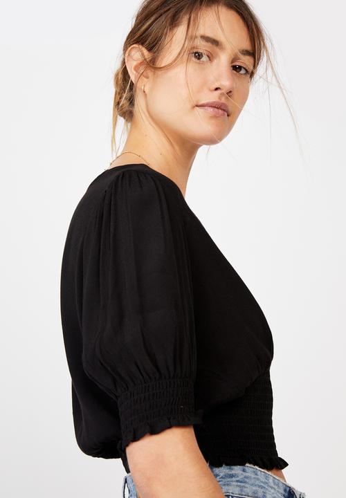 Cotton On - Puff sleeve tea blouse - black