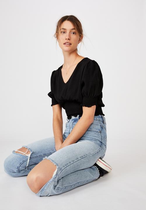 Cotton On - Puff sleeve tea blouse - black