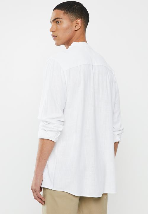 Brave Soul - Langholm linen blend shirt - white