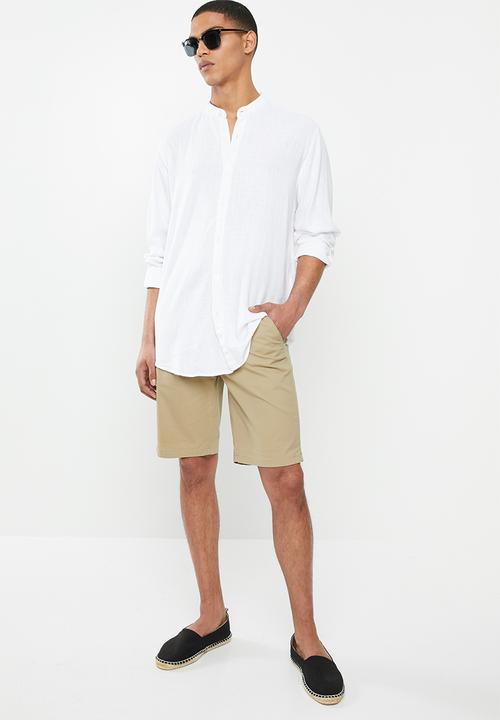 Brave Soul - Langholm linen blend shirt - white