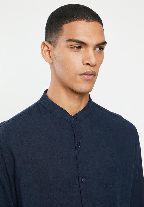Brave Soul - Langholm linen blend shirt - navy
