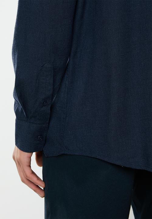 Brave Soul - Langholm linen blend shirt - navy
