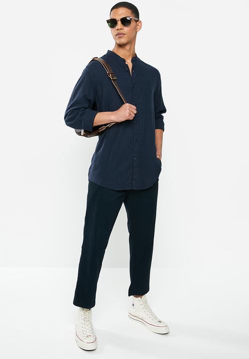 Brave Soul - Langholm linen blend shirt - navy