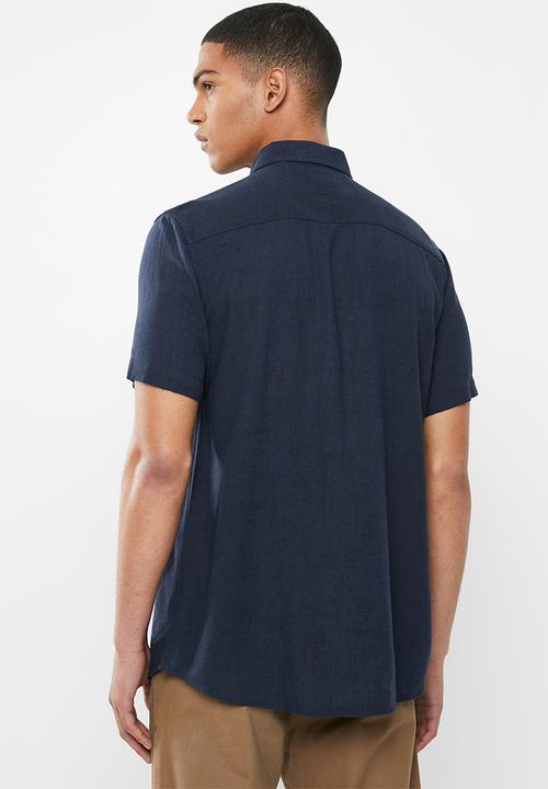 Brave Soul - Obelisk linen blend shirt - navy