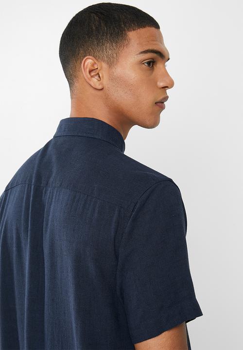 Brave Soul - Obelisk linen blend shirt - navy