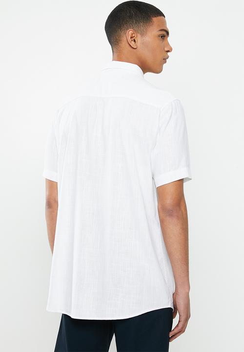 Brave Soul - Obelisk linen blend shirt - white