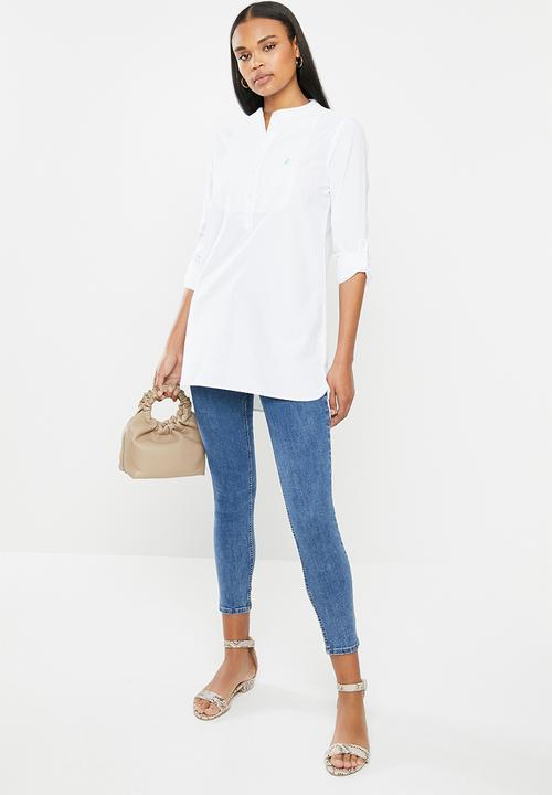 POLO - Samantha dobby  long sleeve  shirt -white