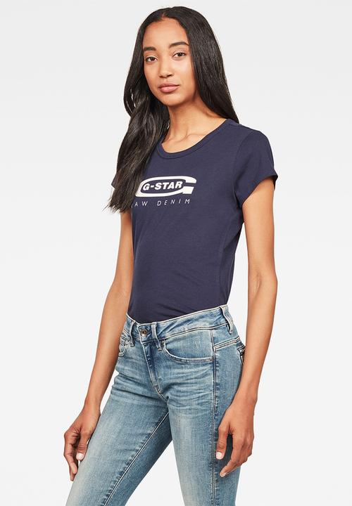 G-STAR - Graphic 20 slim r t wmn short sleeve - sartho blue