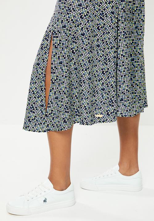 POLO - Dana sleeveless dress with slit - multi 