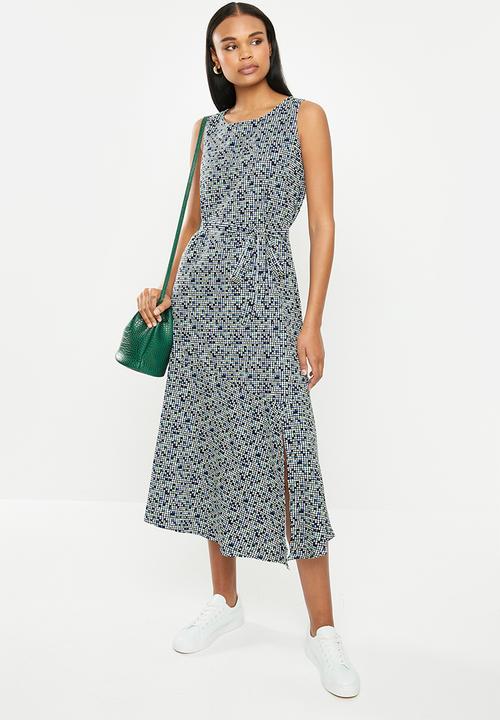 POLO - Dana sleeveless dress with slit - multi 