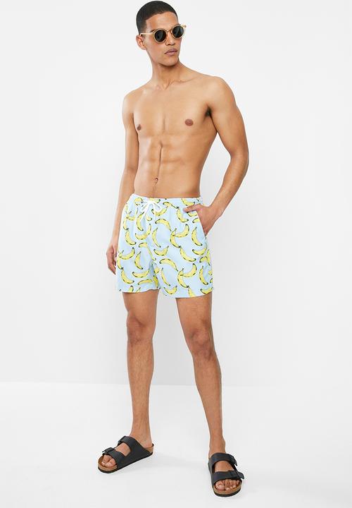 Brave Soul - Burro swimshorts - blue & yellow