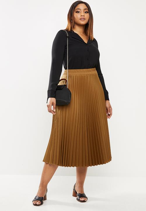 edit Plus - Pleated midi skirt - brown