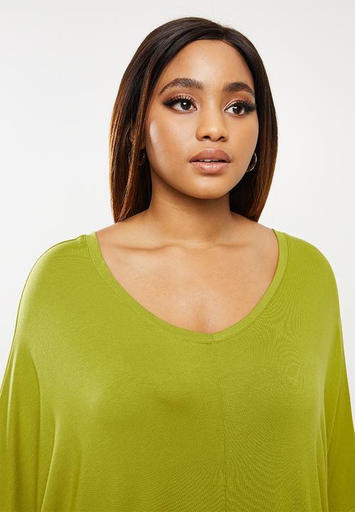 edit Plus - Easy cacoon tie back dress - green