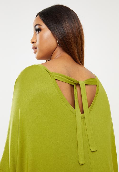edit Plus - Easy cacoon tie back dress - green