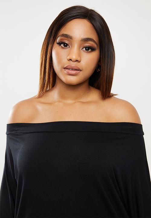 edit Plus - Wide neck off-the-shoulder top - black