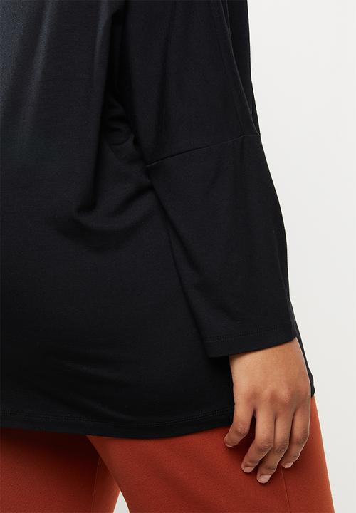 edit Plus - Wide neck off-the-shoulder top - black