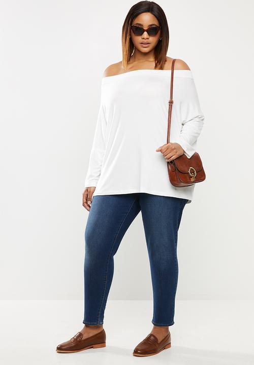 edit Plus - Wide neck off-the-shoulder top - white