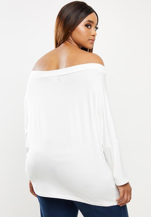 edit Plus - Wide neck off-the-shoulder top - white