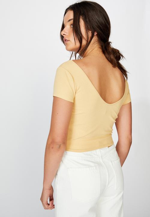 Factorie - Ladder detail short sleeve top - yellow