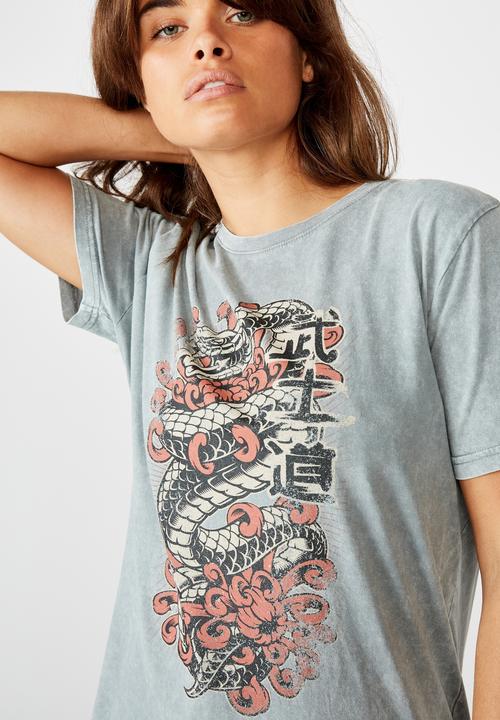 Factorie - Relaxed graphic T-shirt - washed grey