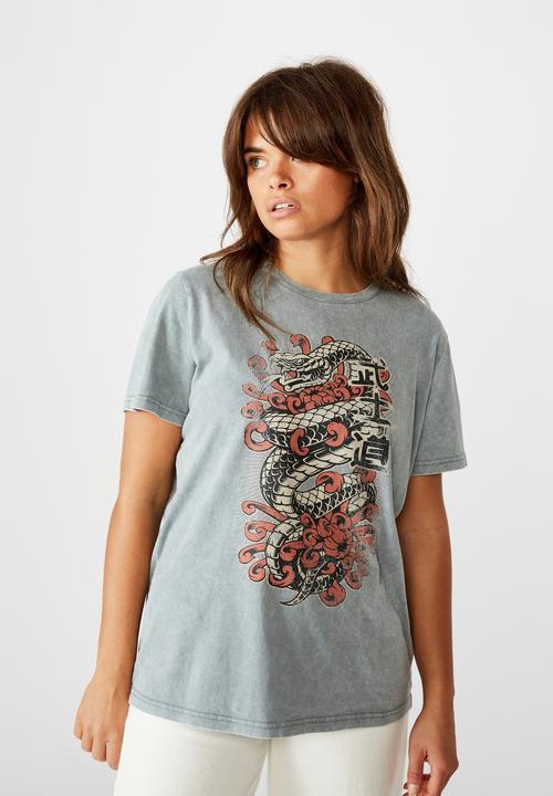 Factorie - Relaxed graphic T-shirt - washed grey