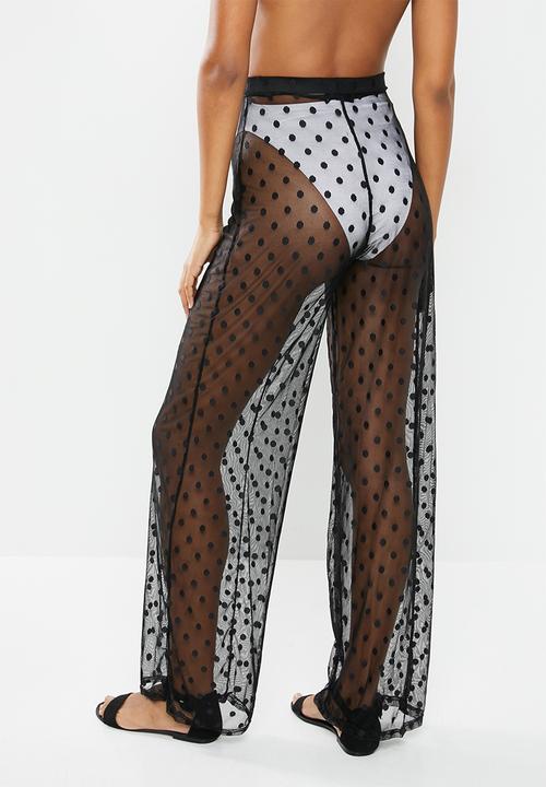 Missguided - Spot mesh trouser - black