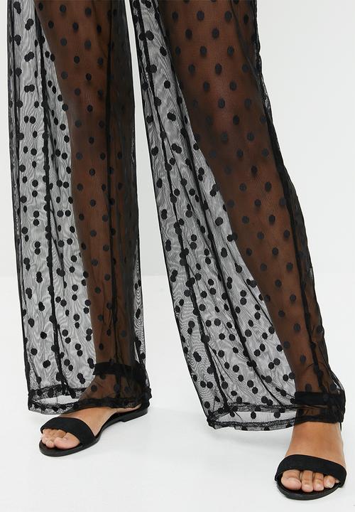 Missguided - Spot mesh trouser - black
