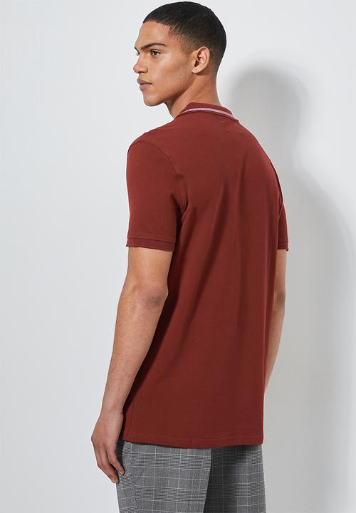 Superbalist - Luka notch neck pique golfer - burgundy