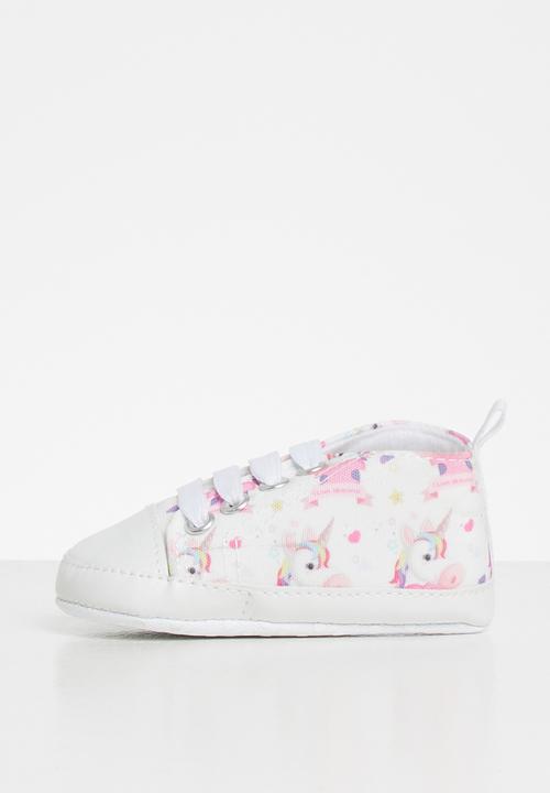 Pop Candy - Girls unicorn print sneaker - white & pink 