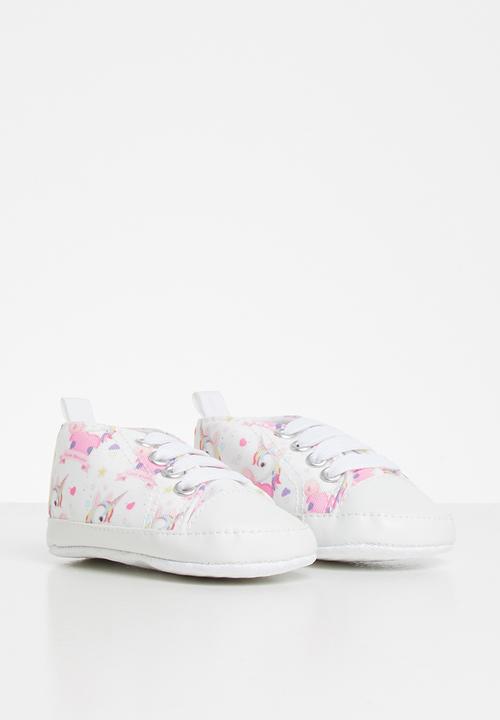 Pop Candy - Girls unicorn print sneaker - white & pink 