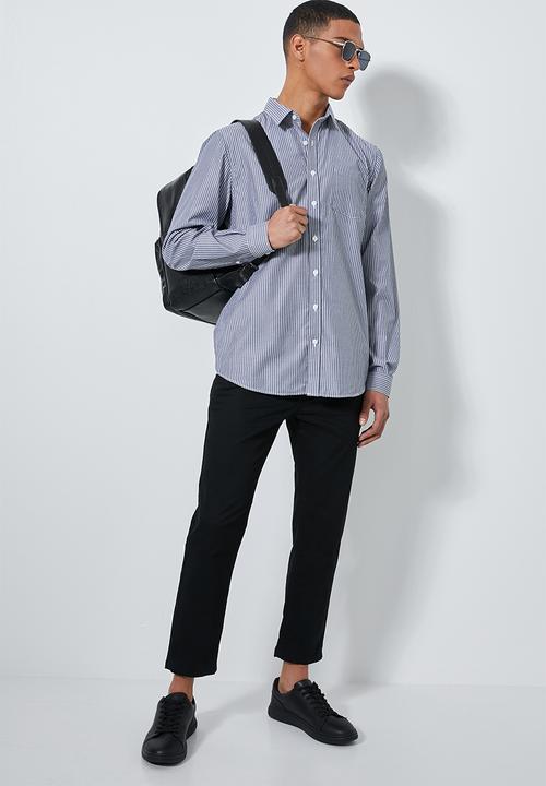 Superbalist - Barber regular fit long sleeve shirt - grey & white