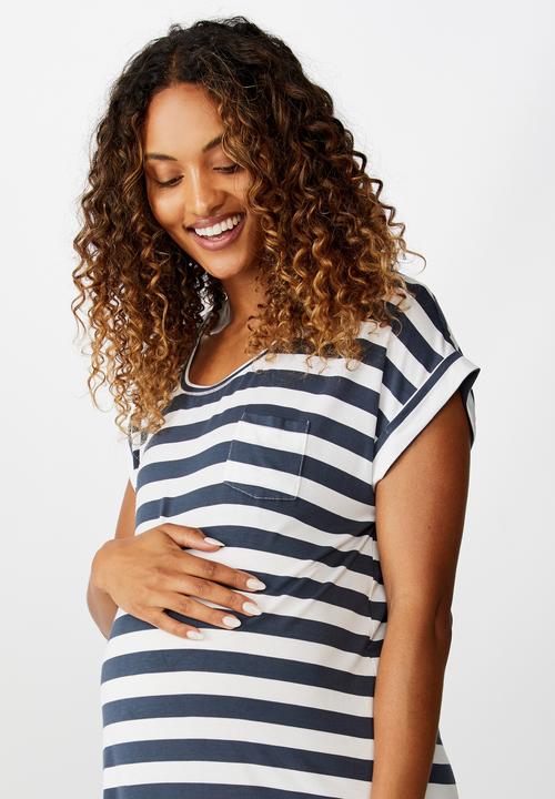 Cotton On - Sleep recovery maternity nightie - navy & white 